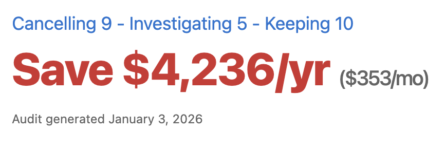 Screenshot showing savings